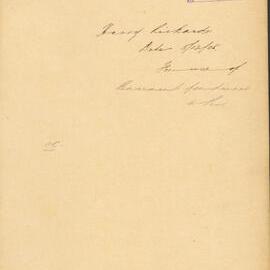 Harry Rickards - Town Clerk. For use of basement for dinner to Poor [free use requested for 
