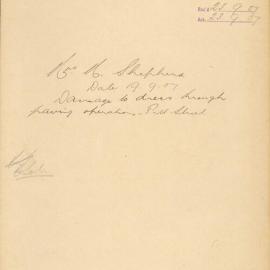 Letter - Mrs M Shepherd to Town Clerk regarding damage to dress on Pitt Street Sydney, 1907