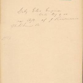 File - City Electrical Engineer - Town Clerk. Account of J. Ristuccia 92 Darlinghurst Road.