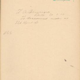 File - F.A. Henrigues, merchant - Town Clerk. To discontinue motor at 336 Kent Street.