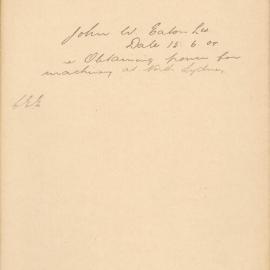 File - John W. Eaton Ltd. - Town Clerk. Obtaining power for machinery at North Sydney.