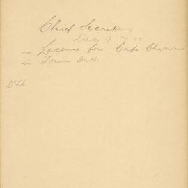 File - Chief Secretary - Town Clerk. Licence for Café Chantant in Town Hall, to Thea Milner Stephen & 