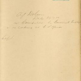 File - A.J. Dolson - Town Clerk. Complaint of competition in catering at Flemington Sale Yards by Council