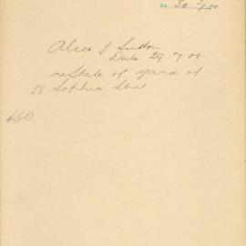 File - Alice J. Sutton - Town Clerk. Complaint of sanitary condition of 58 Sophia St Surry Hills.