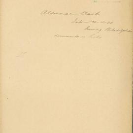 File - Alderman Clarke - Town Clerk. Forwarding Philadelphian documents concerning parks