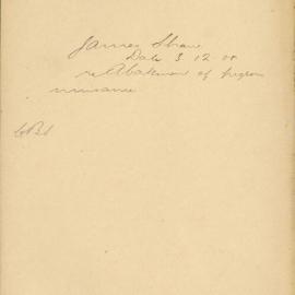 File - James Shaw. [For opportunity to demonstrate method of erradicating pigeons]