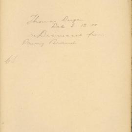 File - Thomas Dugan. [Dismissal from Paving Branch for unsatisfactory work and absenting himself - 