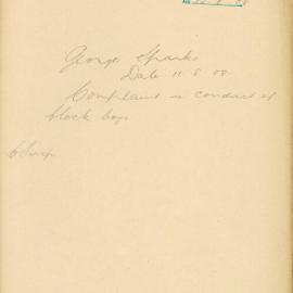 File - George Sparks - Town Clerk. Complaint concerning conduct of block boys in Bridge Road, Pyrmont