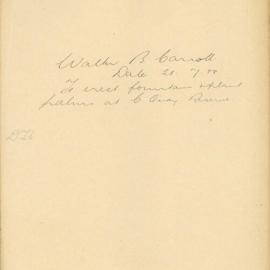 File - Walter B. Carroll - Town Clerk. To erect fountain and plant palms at Circular Quay Reserve.