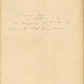 File - Postmaster General's Dept - Town Clerk. Electrciity supply to be used for new telephone exchange