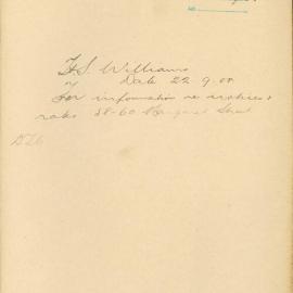 File - H. S. Williams. [For information on rates and any notices requiring work to be carried out for 