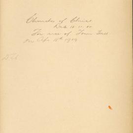 File - Church of Christ - Town Clerk. For use of Town Hall on 18 April, 1909