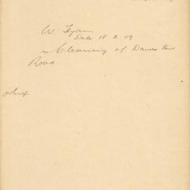 File - W. Hyam - Town Clerk. Cleansing of Dawes Point Road