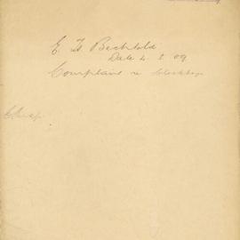 File - Edward Henry Bechtold - Town Clerk. Complaint about block boys by Bootblack at corner of George