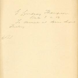 File - E. Lindsay Thompson - Town Clerk. To deviate from building by-laws in construction of enclosure at