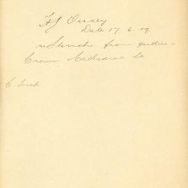 File - H.J. Ousey - Town Clerk. Stench from gullies Crown & Catherine Streets opposite Sydney Hotel.