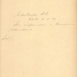 File - request for information on Public Convenience operation, hours, attendants, 1909