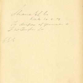 File - Strand Electric Light Co. [For Council to approve sale of a generator to F. W. Hughes Ltd. Wool 