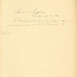 File - Haes & Eggers.  [To disconnect electricity from premises No. 9 Dean's Place and reconnect at new 