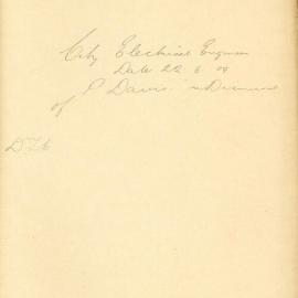 File - City Electrical Engineer. [Dismissal and appeal of P. Davies for taking whisky in to Power House 