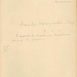 Charity Organisation Society - Town Clerk. To distribute mourning draperies among the poor after 