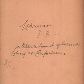 The Librarian asks for the establishment of a branch Library at Camperdown.