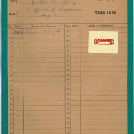 File - Australia Square 87 Pitt Street certificate of compliance, 1965