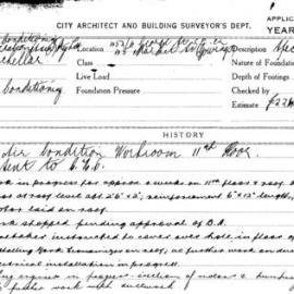 Building Inspectors Card: George Street SE Corner Market Street (Gowings). Special Structure. Air 