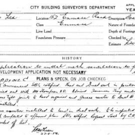 Building Inspectors Card: 152 Enmore Rd, Enmore. Application to instal mech ventilation to fish 