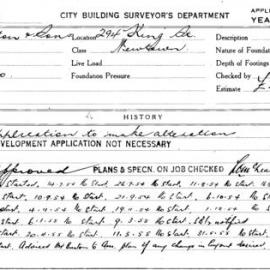 Building Inspectors Card - 294 King Street Newtown, alterations, 1 card, 1954-1955