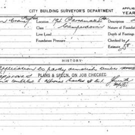 Building Inspectors Card: 194 Parramatta Rd Camperdown. Application to partly demolish timber 