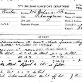 Building Inspectors Card: 342 Oxford Street, Paddington. Application to erect shop front. 1 card.
