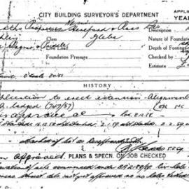 Building Inspectors Card: NE cnr Hereford and Ross Street, Glebe. Woolworths. Application to erect 