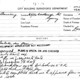 Building Inspectors Card: 268/272 Castlereagh St Sydney. Toilets, 2nd floor. 1 card.