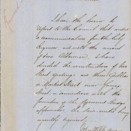 Report on street gratings and gullies in Market Street, 1858
