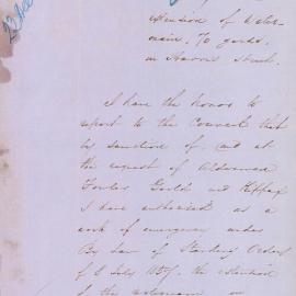 Report on extension of the watermain in Harris Street, 1873