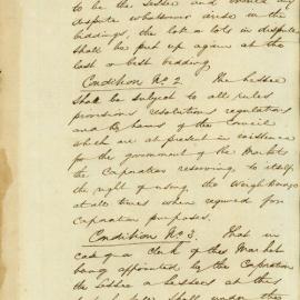 Conditions for letting by auction the revenues from the Hay, Corn and Cattle Markets, 1847-1848