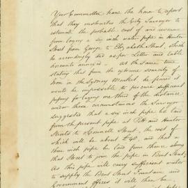 Report on laying water pipes in Bligh and O'Connell Streets, 1847