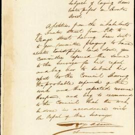 Report on laying down water pipes in Hunter Street between Pitt and George Streets, 1848