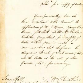 Report recommending the supply of water to brewers and distillers, 1849