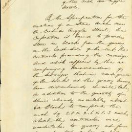 Report on material required for the completion of the arch over Argyle Street, 1850
