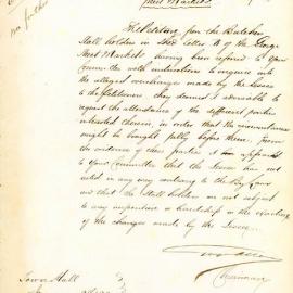 Report on a petition from the Butchers, George Street Markets, 1849-1850