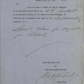 Petition - Request for payment for quarrying in Bourke Street Quarry, Woolloomooloo, 1858