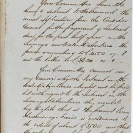 Report on the payment of interest on Sewerage and Water Debentures, 1858