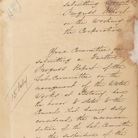 Report submitting a Second Progress Report on the management of the Water Works at Botany, 1864-1880