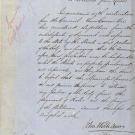 Request for suspension of rates until Pyrmont streets are proclaimed and repaired, 1858-1859