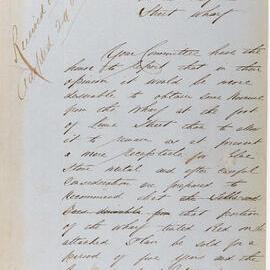 Report recommending that Lime Street Wharf be leased for 5 years, 1859