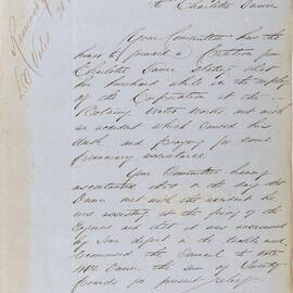 Report recommending payment to Charlotte Dunn whose husband was killed at Botany Water Works, 1859