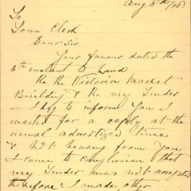 Tender and subsequent letter received by Alexander Kope of 26 Royal Arcade, 1898