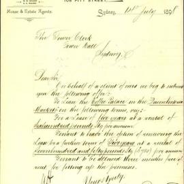 Tender received by Walker Bros, House and Estate Agents of 108 Pitt St, Sydney on behalf of a 